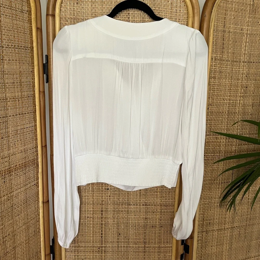 Rachel Roy White Cropped Wrap Blouse - Picture 2 of 7